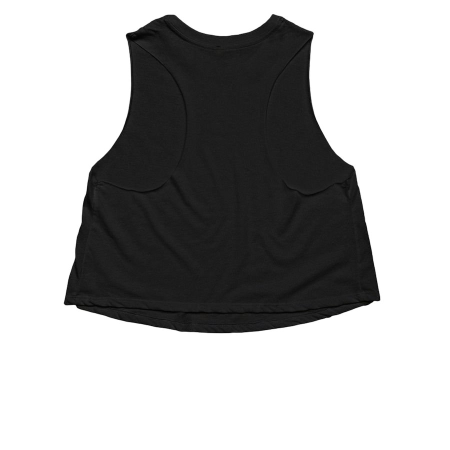 Solid Black Blend Women’s Cropped Racerback Tank - Back